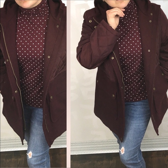 Lands' End Tops - Lands’End burgundy polka dot turtleneck top 1x